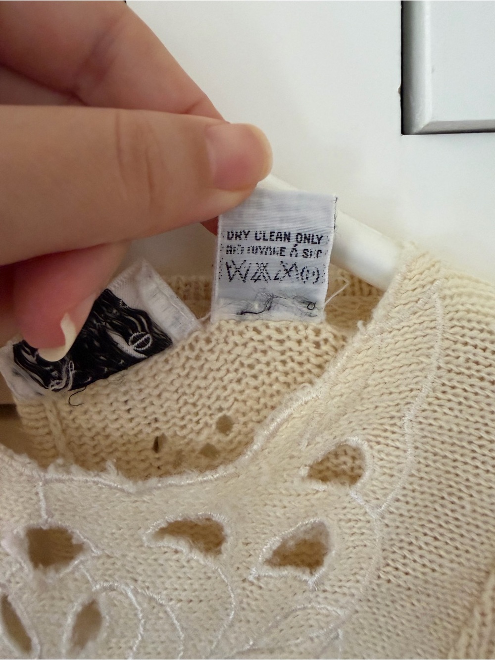 Vintage Bonnie & Bill NY Cream Pointelle Floral Puff Sleeve Sweater Size Large - Picture 4 of 10